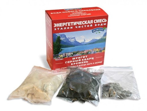 Energetyczna mieszanka - szungit, czarny krzemień, kwarc górski - 450 gram.